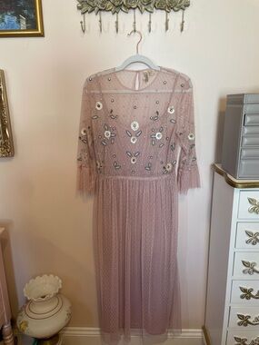 H&M Dusty Rose Embellished Midi Dress